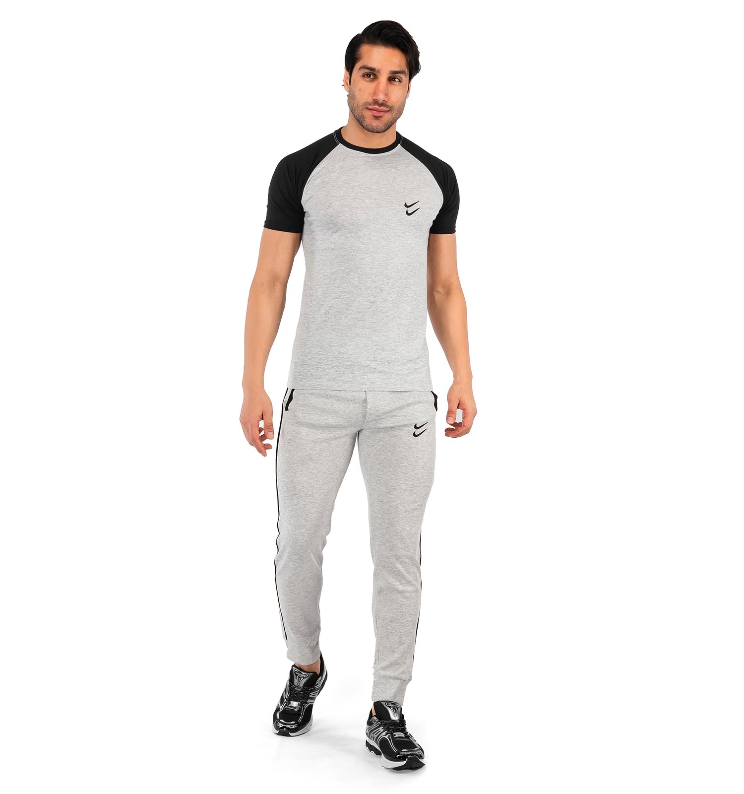 ست تیشرت شلوار مردانه آستین کوتاه Nike ساده یقه گرد مدل 43105