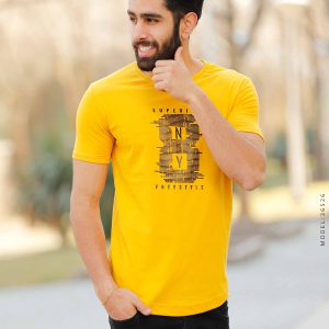 تیشرت آستین یقه کش بافت New York مدل 36526