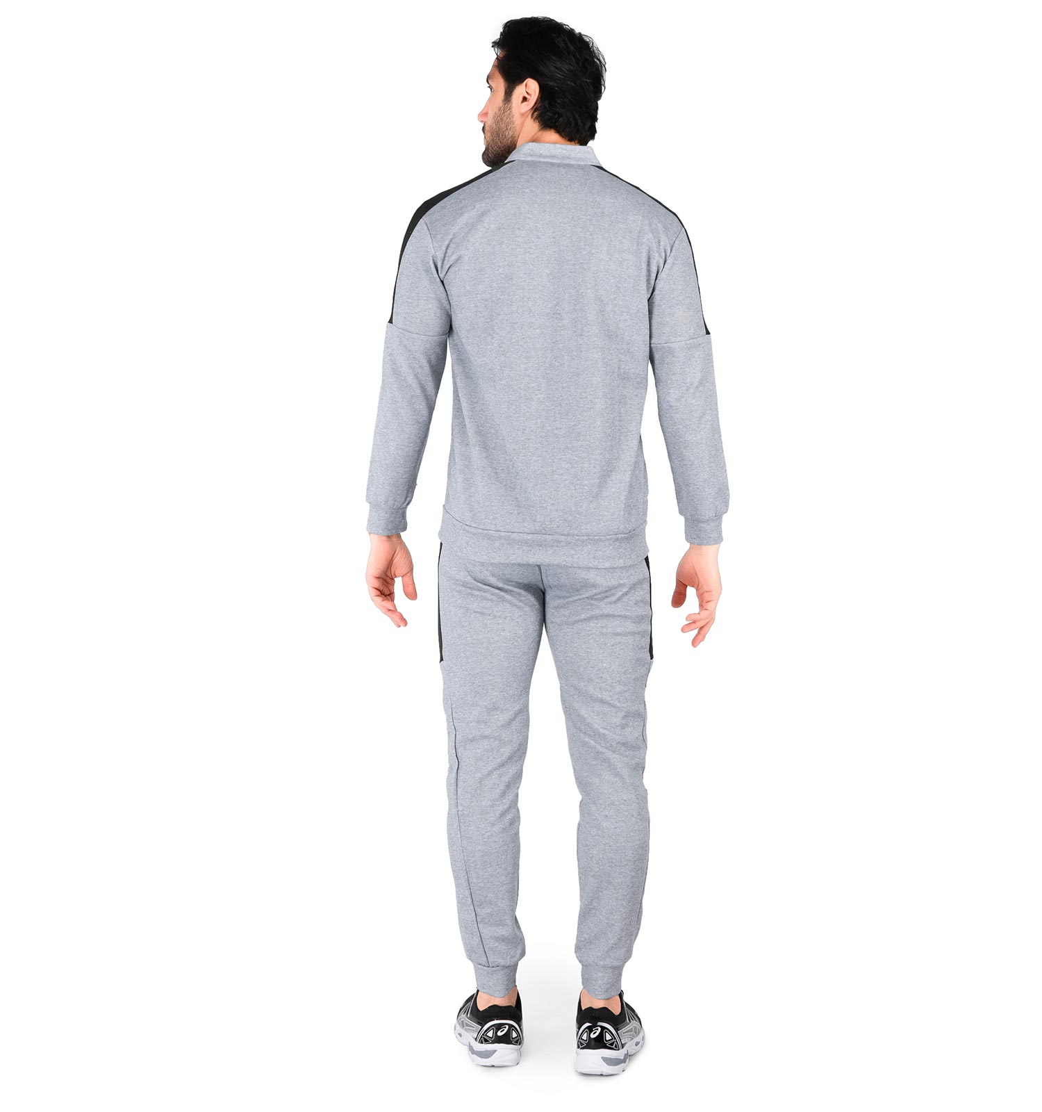 ست سویشرت شلوار مردانه آستین بلند طوسی Polo ساده یقه ایستاده مدل 43886