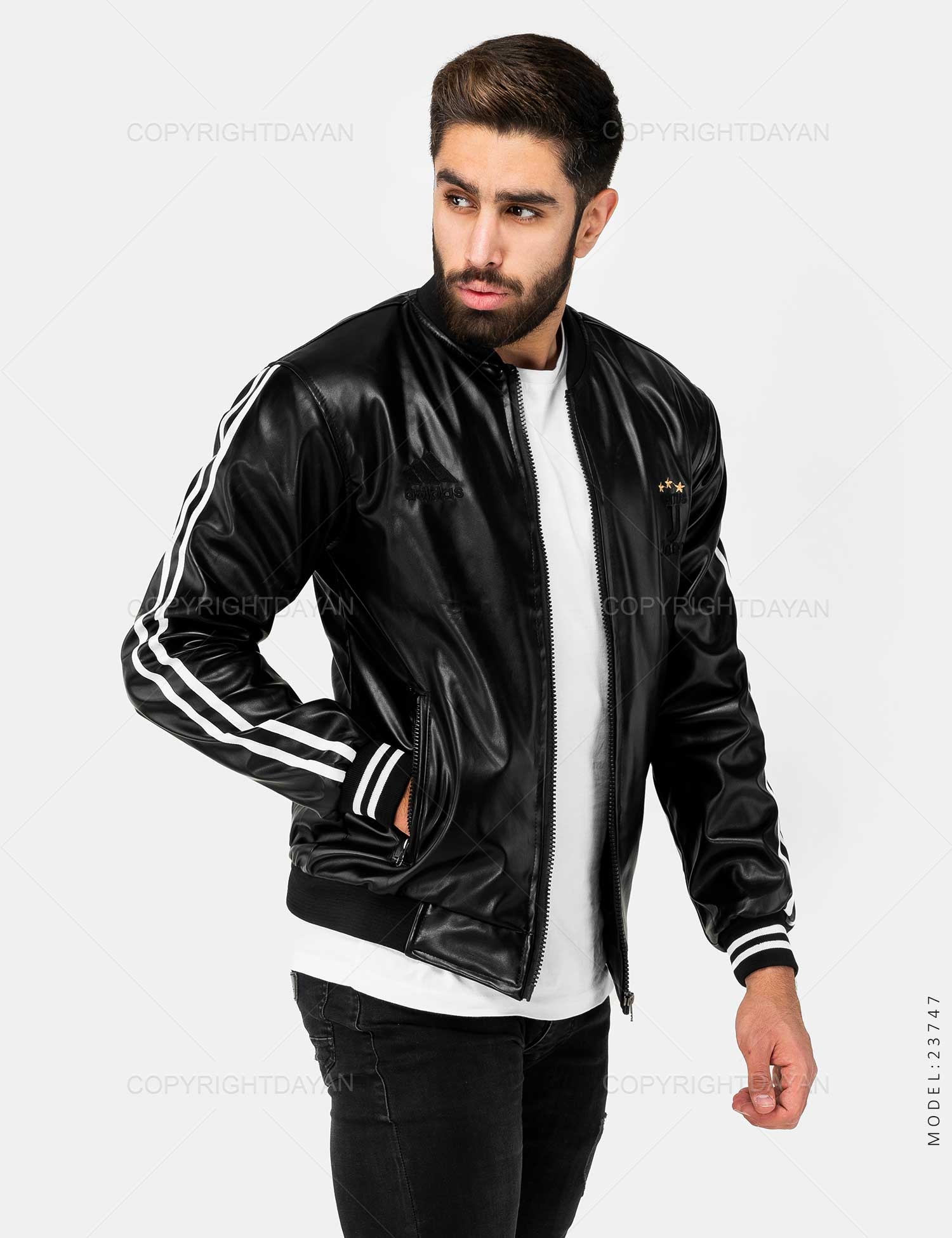 کاپشن چرمی مردانه Adidas مدل 23747