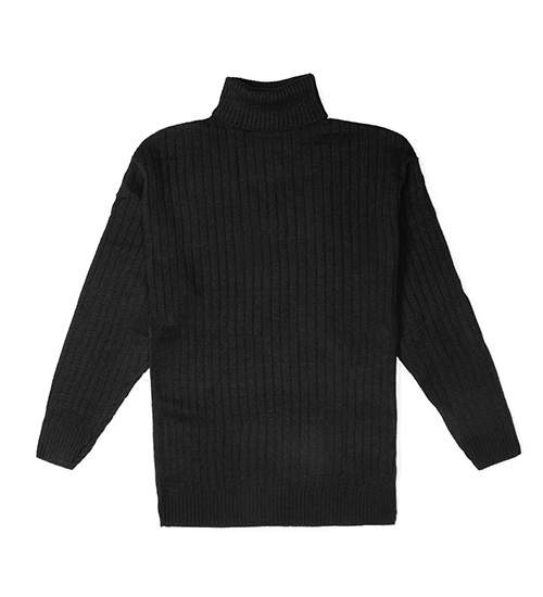 تونیک بافت زنانه آستین بلند یقه اسکی مشکی فری سایز مدل 45669