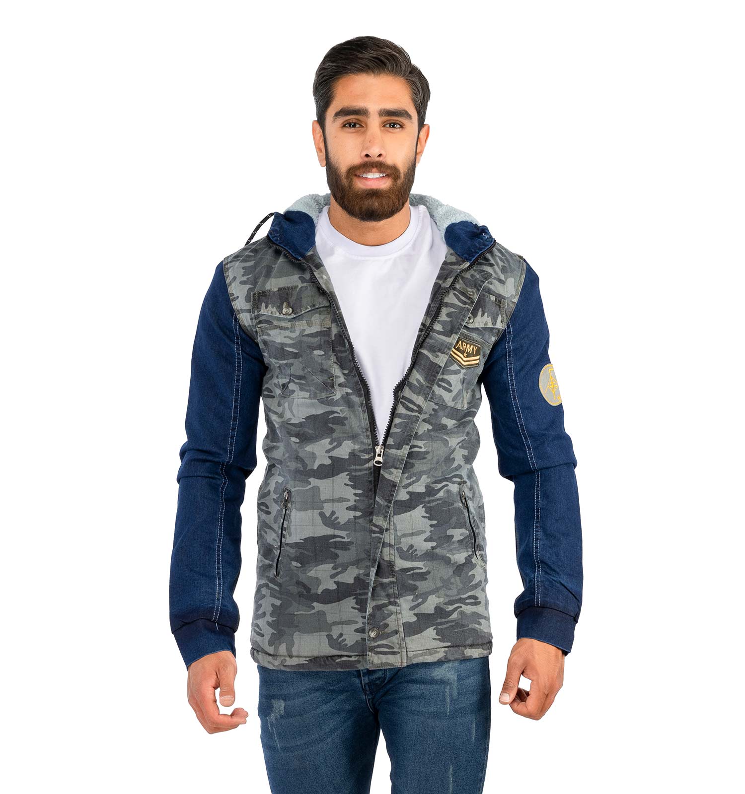 کاپشن کتان مردانه چریکی Alma مدل 38900