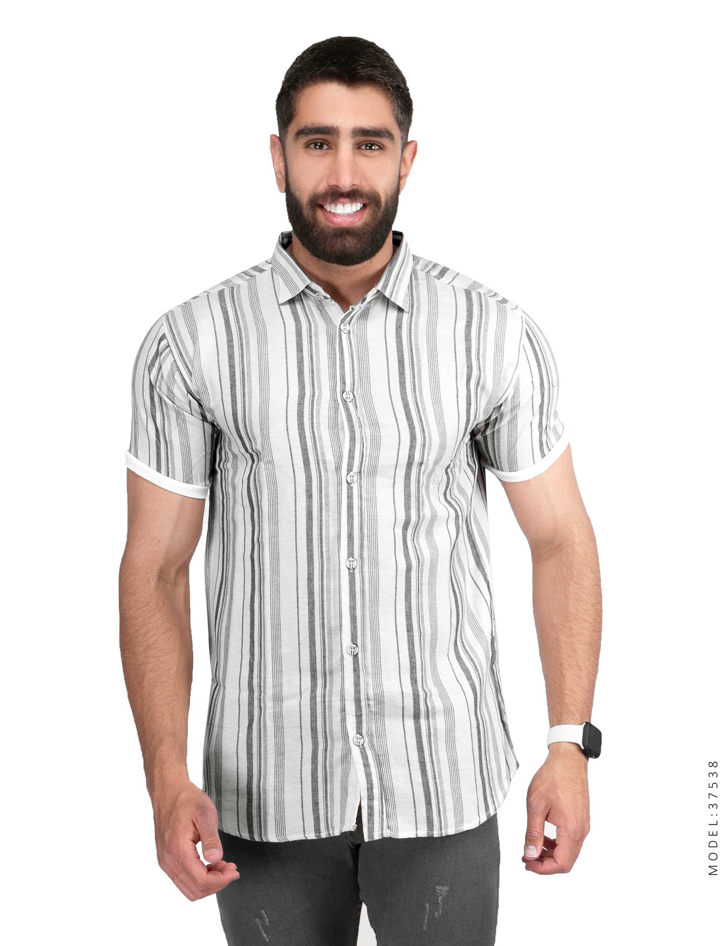 پیراهن مردانه راه راه Nika مدل 37538