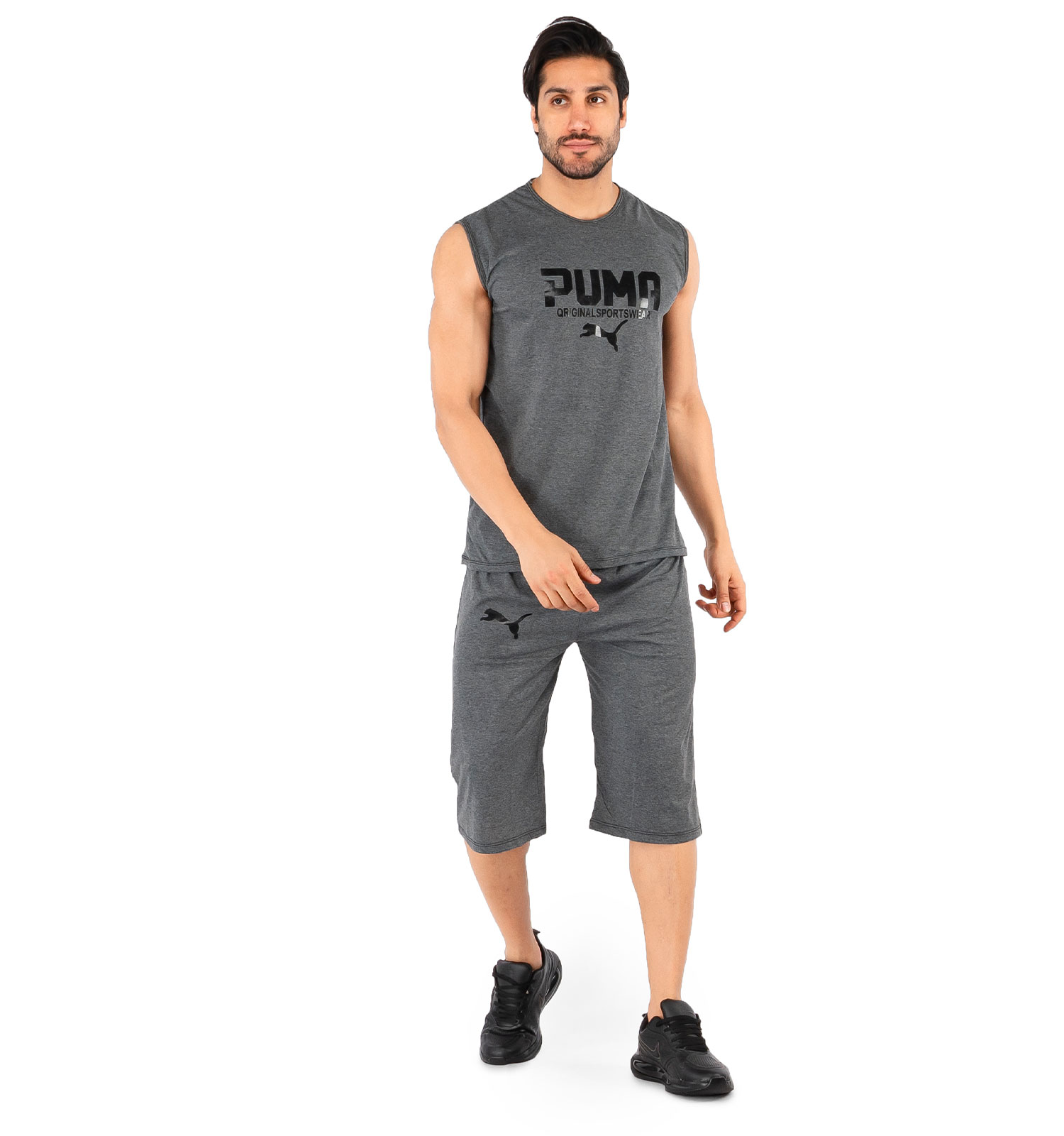 ست رکابی شلوارک مردانه Puma یقه گرد مدل 44168