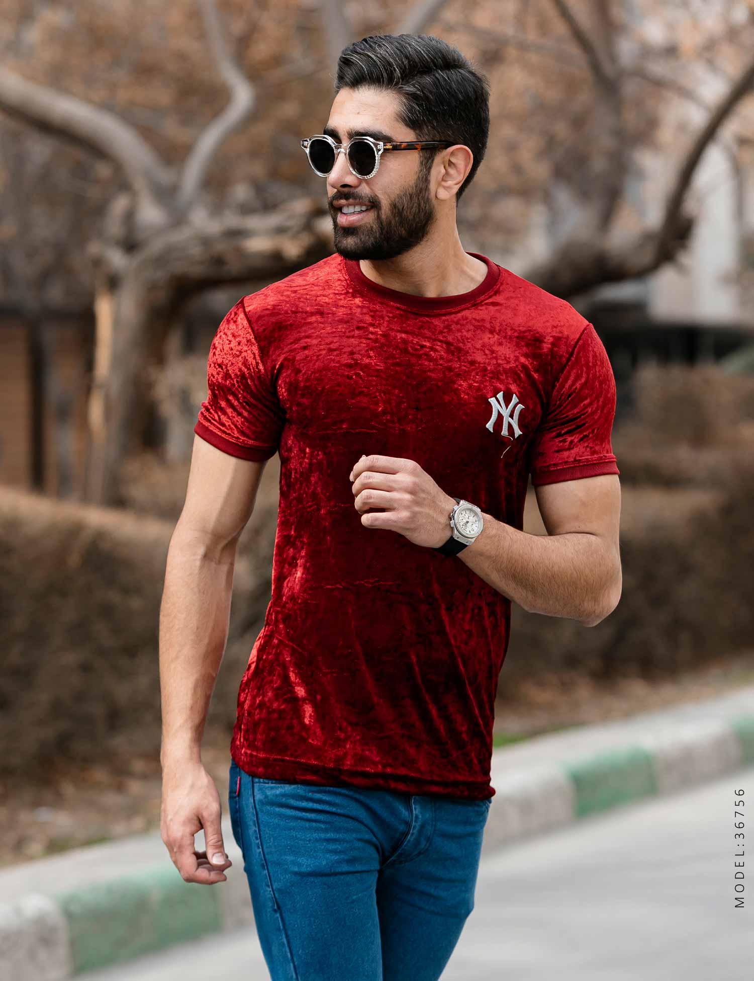 تیشرت مردانه یقه گرد New York مدل 36756
