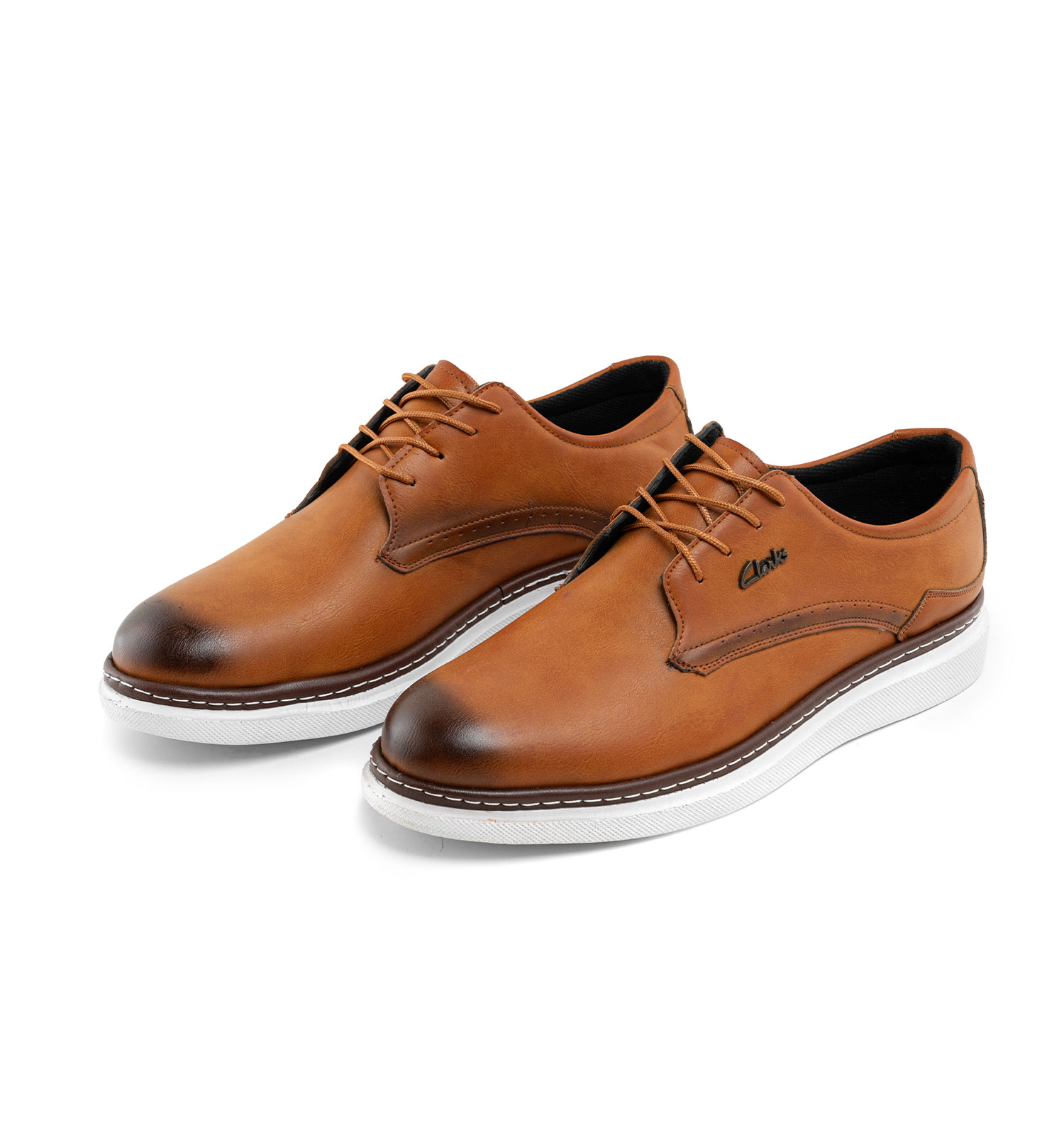 کفش روزمره Clarks مردانه عسلی بندی چرم مصنوعی مدل 41464