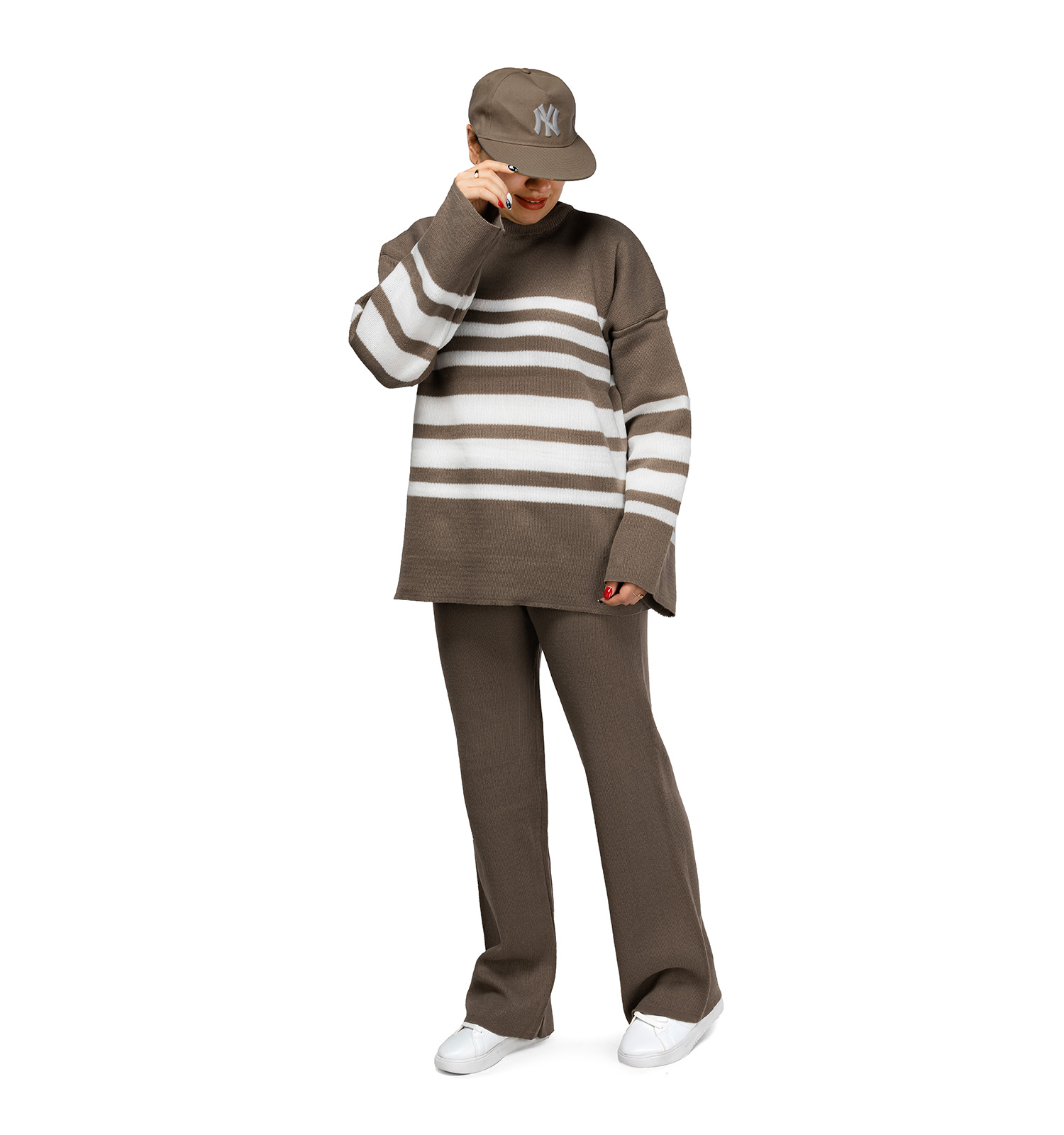 ست بلوز شلوار بافت زنانه یقه گرد مدل 45871