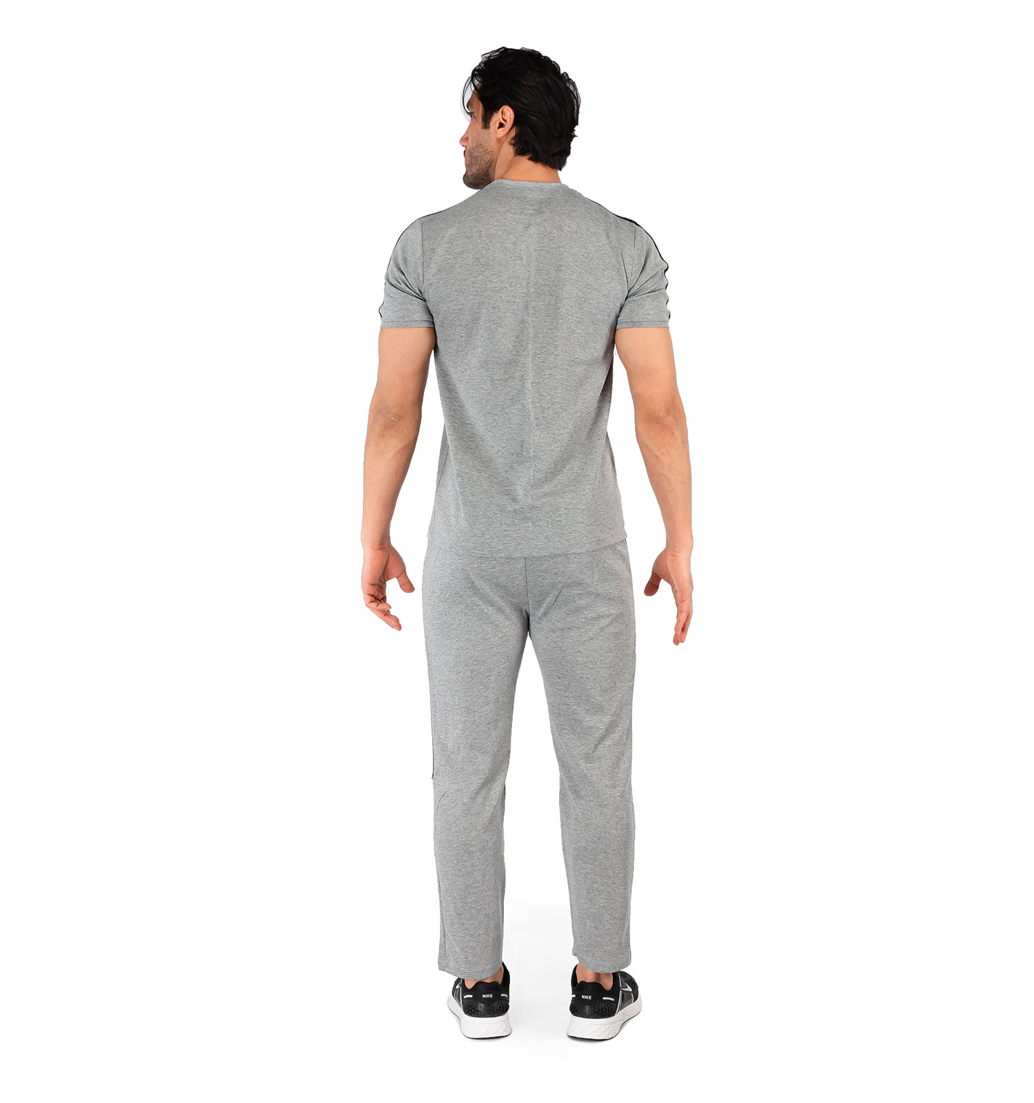 ست تیشرت شلوار مردانه آستین کوتاه Nike طوسی یقه گرد مدل 44043