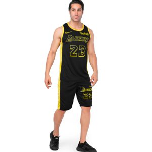 ست مردانه رکابی شلوارک Nike مشکی یقه گرد مدل 44779