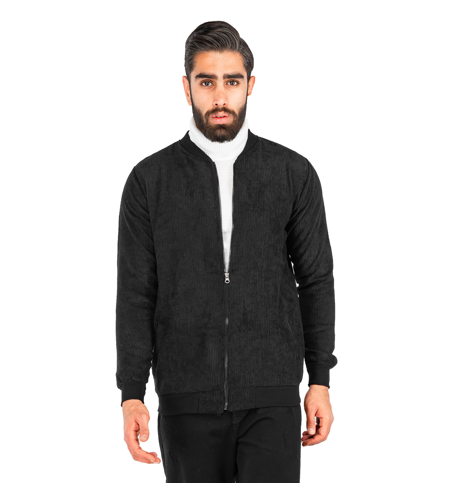سویشرت زیپ دار مخمل مردانه Araz یقه گرد مدل 40631