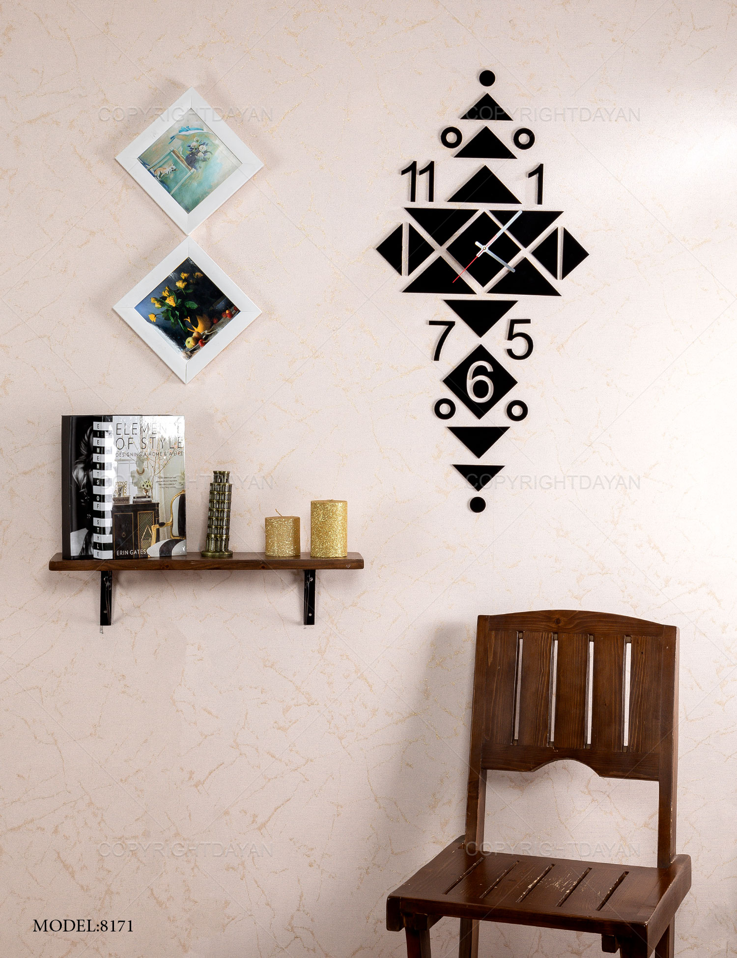 ساعت دیواری روکش مخمل نرگس