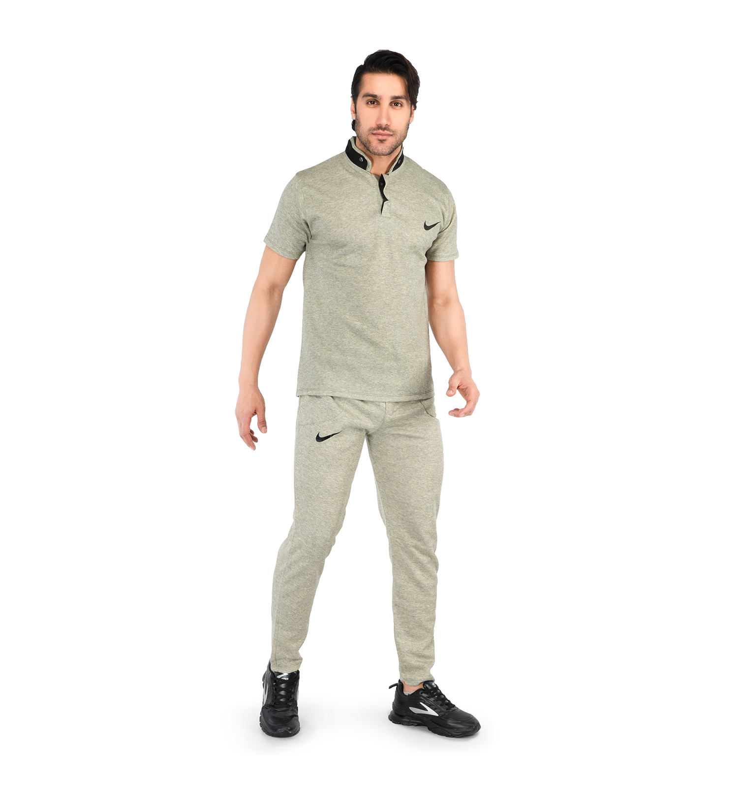 ست تیشرت شلوار مردانه آستین کوتاه Nike ساده یقه گرد مدل 43184