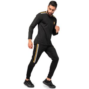 ست بلوز شلوار مردانه آستین بلند مشکی ساده یقه گرد مدل 43804