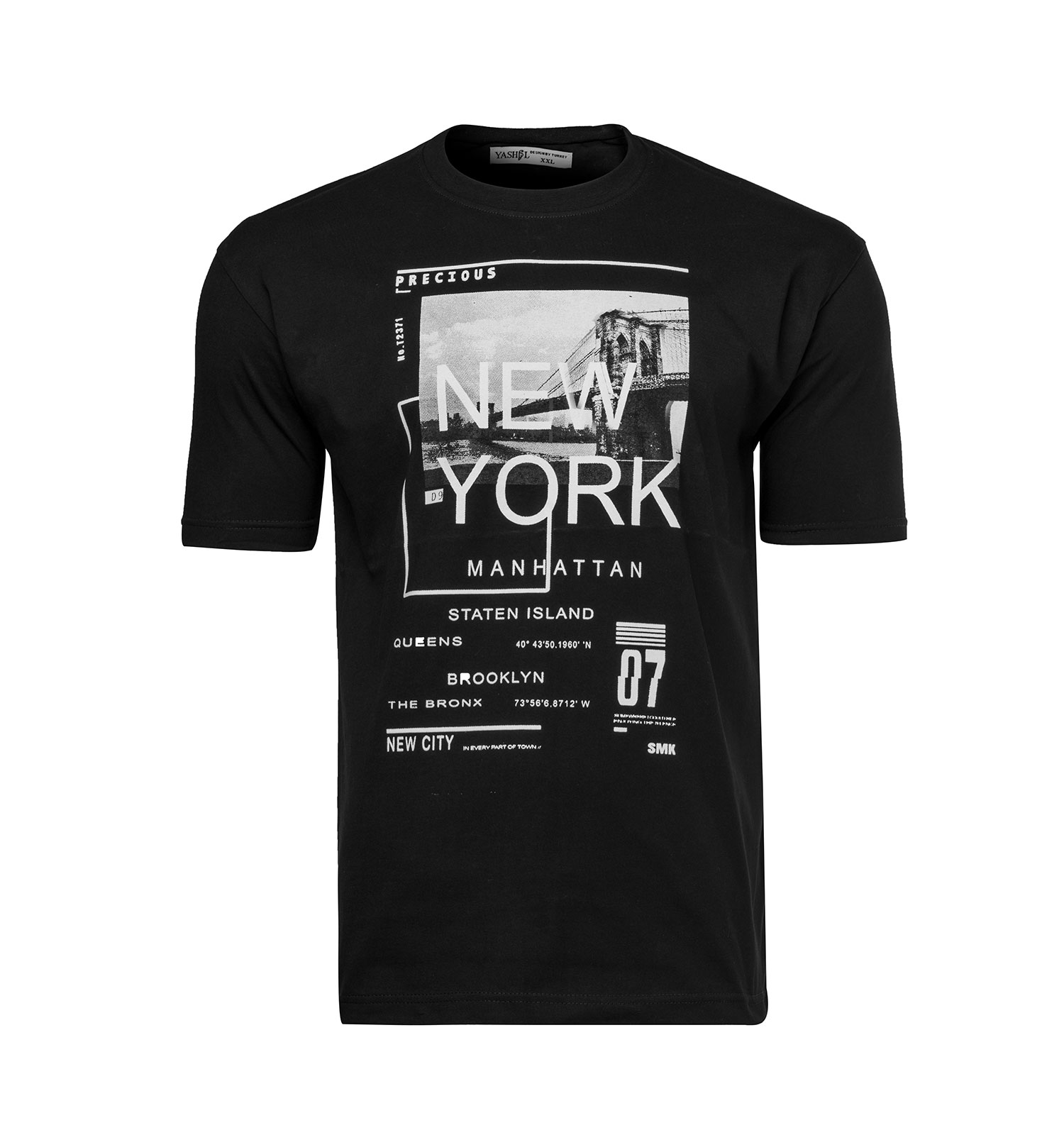 تیشرت New York یقه گرد مردانه مشکی پنبه طرحدار مدل 45458