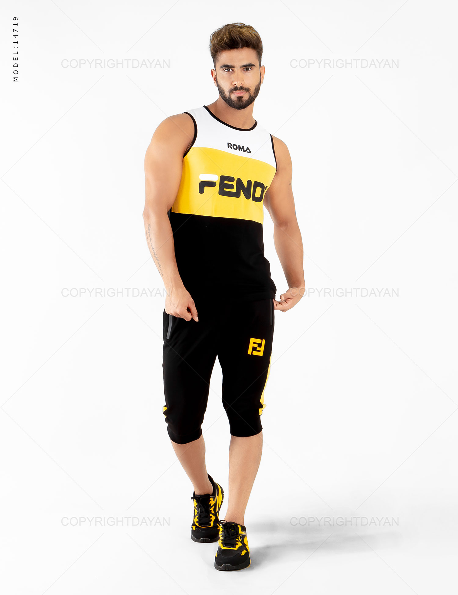 ست رکابی شلوارک مردانه Fendi مدل 14719
