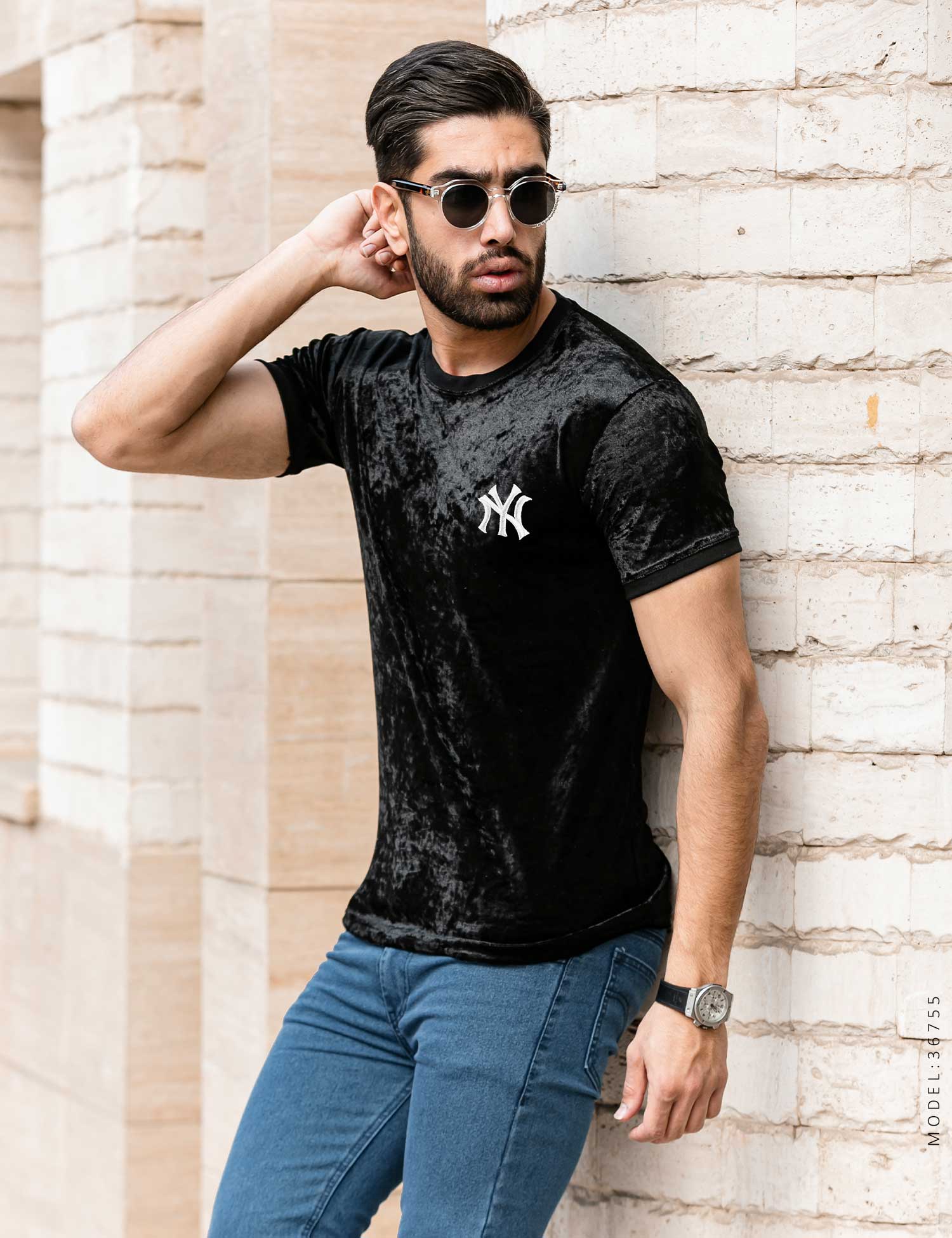 تیشرت مردانه یقه گرد New York مدل 36755