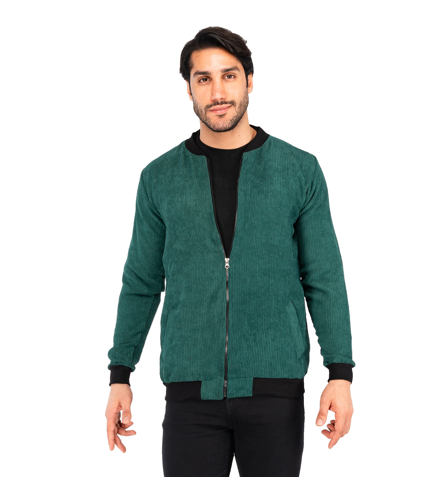 سویشرت زیپ دار مخمل مردانه Araz یقه گرد مدل 40633