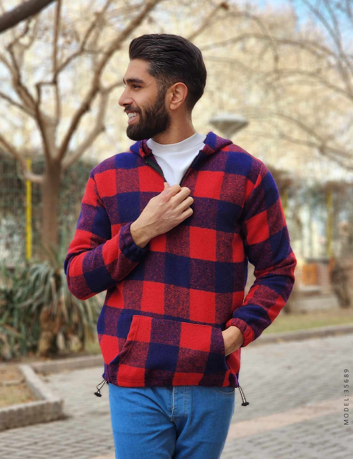 هودی کلاهدار چهارخانه اسپرت Floy مدل 35689