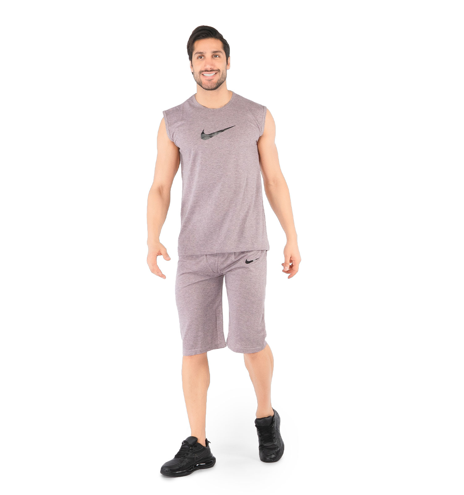 ست رکابی شلوارک مردانه آستین حلقه ای Nike ساده یقه گرد مدل 44166