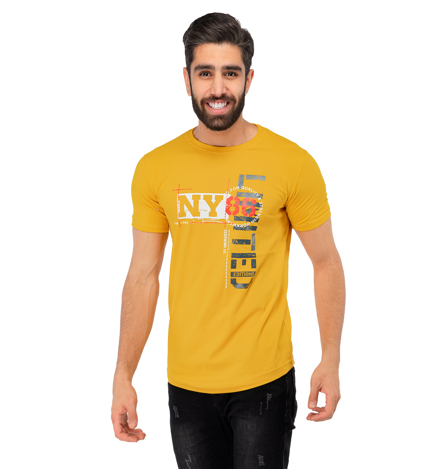 تیشرت آستین یقه کش بافت New York مدل 36493