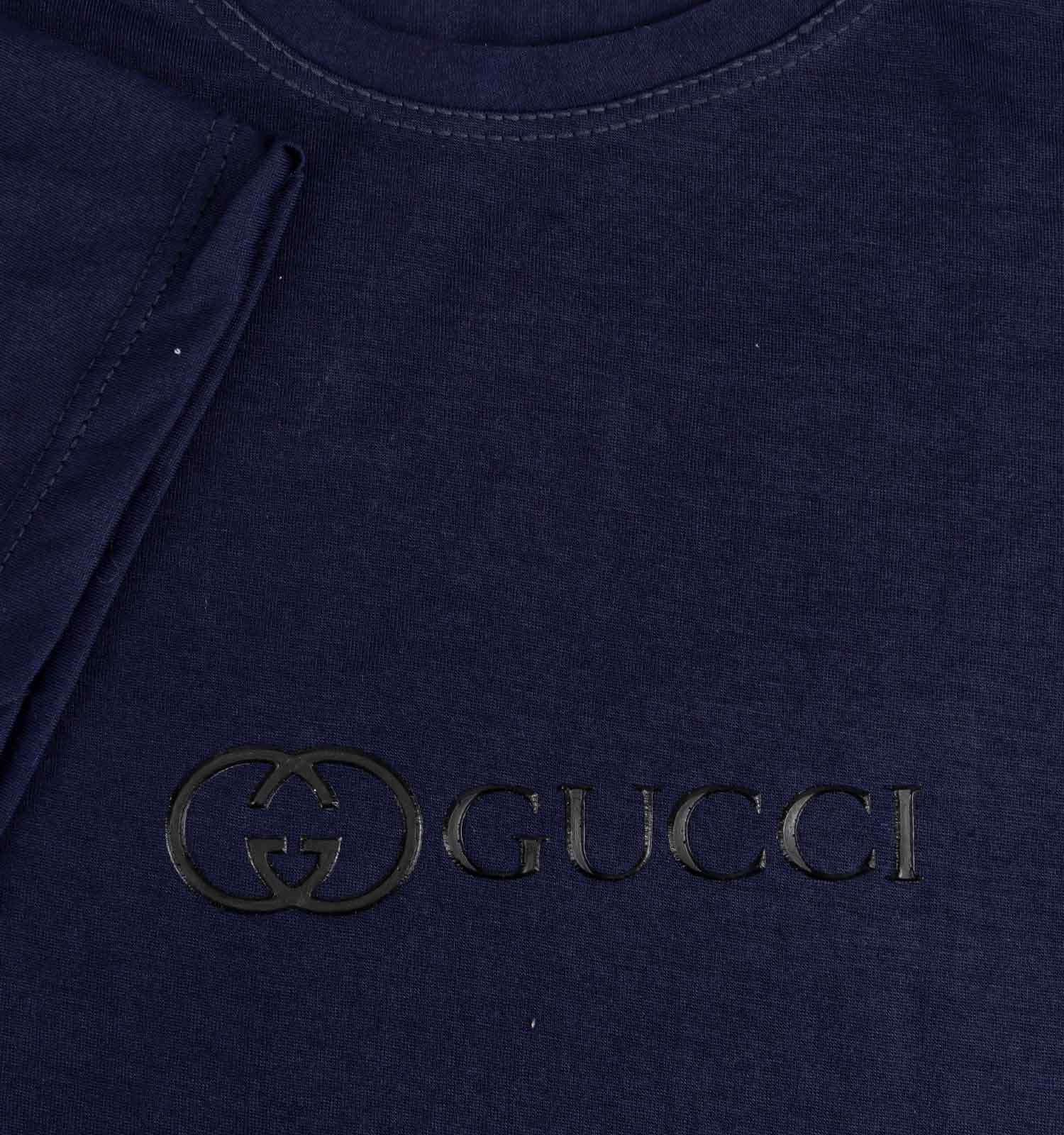 تیشرت Gucci یقه گرد مردانه سرمه ای ساده مدل 43752