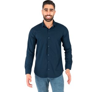 پیراهن نخی مردانه آستین بلند ساده مدل 43813