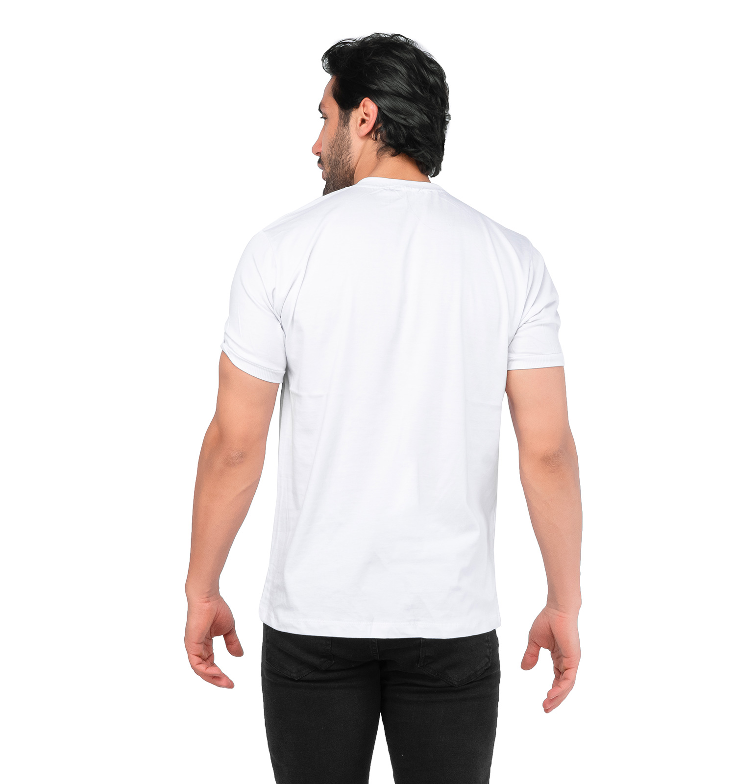 تیشرت یقه گرد مردانه سفید پنبه ساده مدل 44792