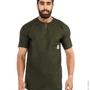 تیشرت مردانه یقه کوبایی Alma مدل 38981