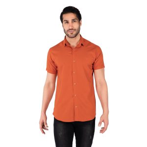 پیراهن نخی مردانه استین کوتاه ساده مدل 43808