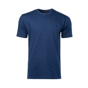 تیشرت Polo یقه گردمردانه سرمه ای پنبه ساده مدل 45423