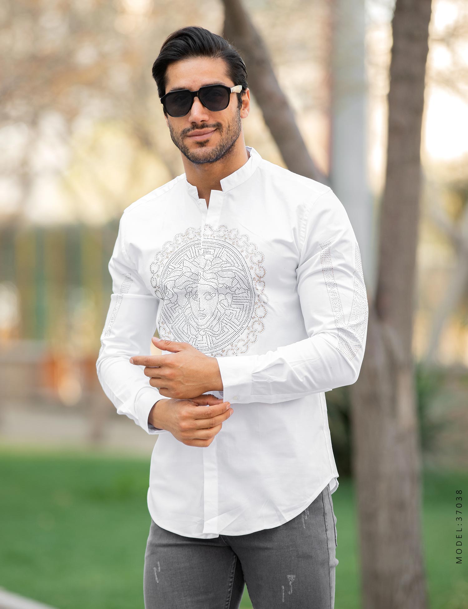 پیراهن مردانه نگین دار Versace مدل 37038
