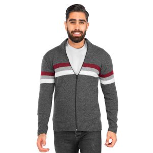 ژاکت بافت مردانه زیپ دار یقه ایستاده Rayan مدل 39808