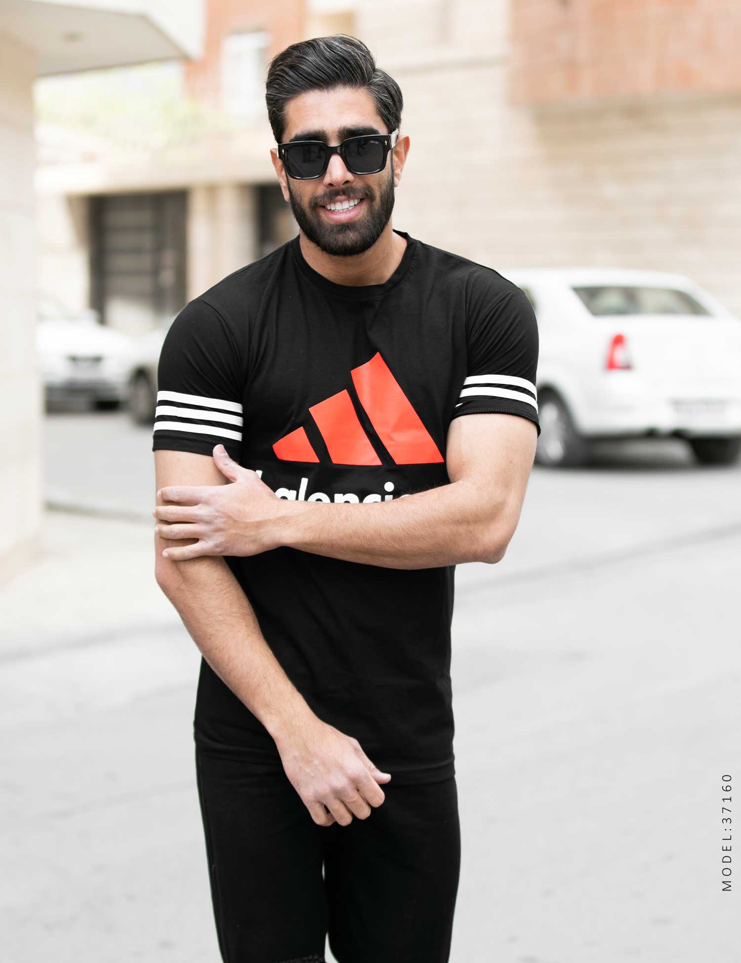 تیشرت لانگ طرح چاپی اسپرت Adidas مدل 37160