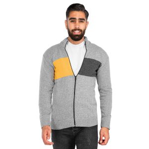 ژاکت بافت مردانه زیپ دار یقه ایستاده Alvin مدل 40170