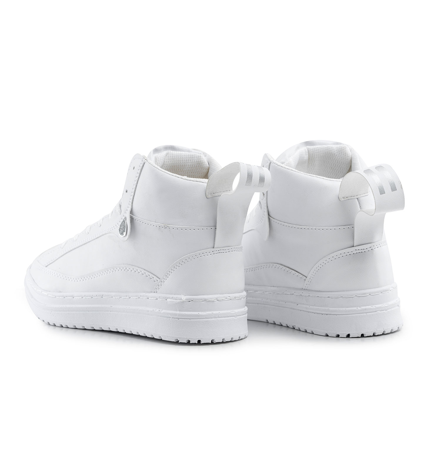 کفش ساقدار چرم مصنوعی مردانه سفید Philipp Plein اسپرت بنددار مدل 39086