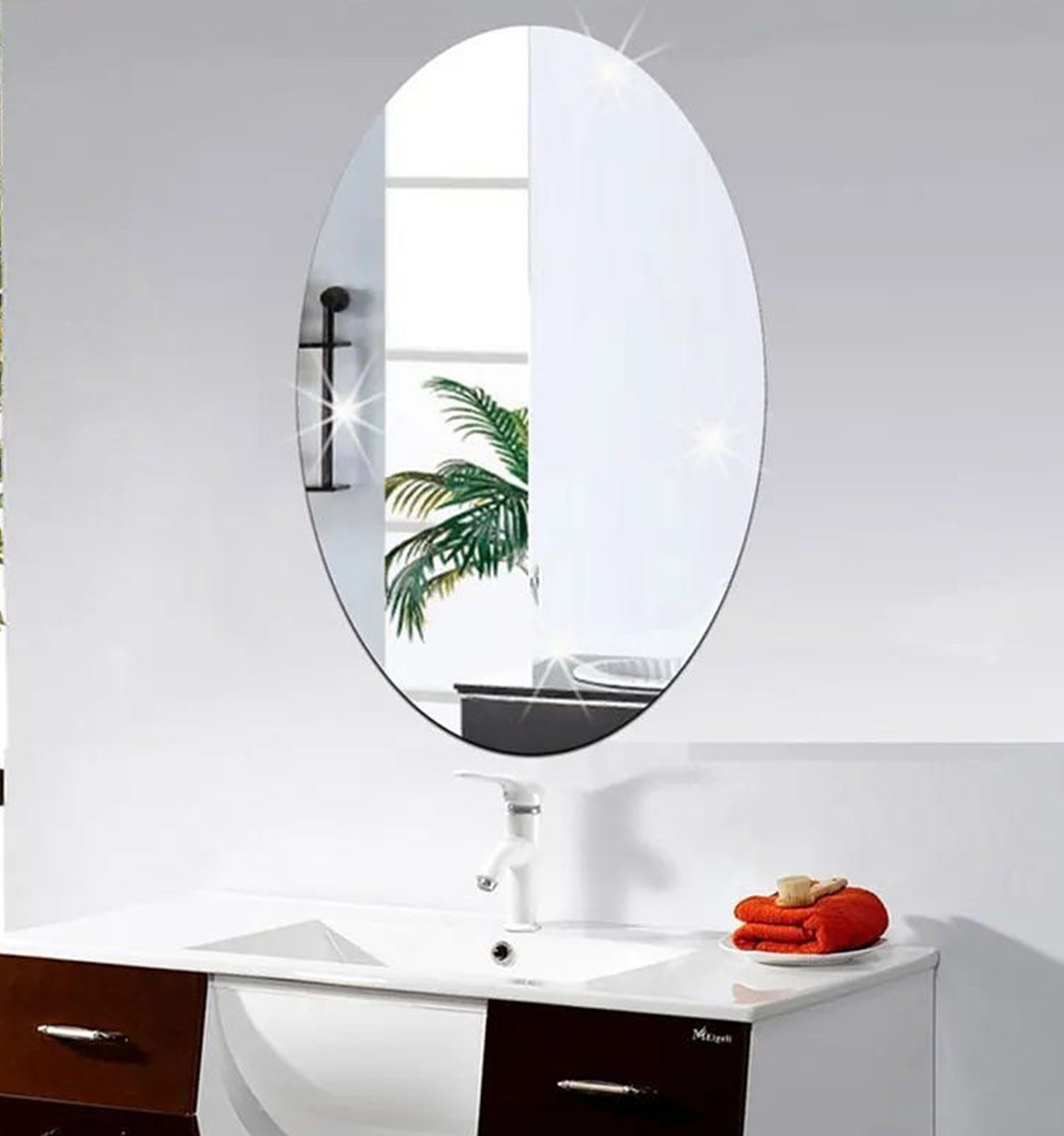 آینه نشکن بیضی سایز 30 × 20 مدل 41703