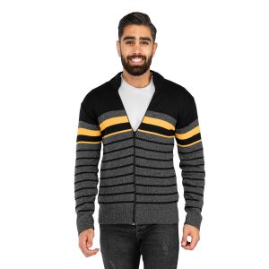ژاکت بافت مردانه زیپ دار یقه ایستاده Enzo مدل 39790