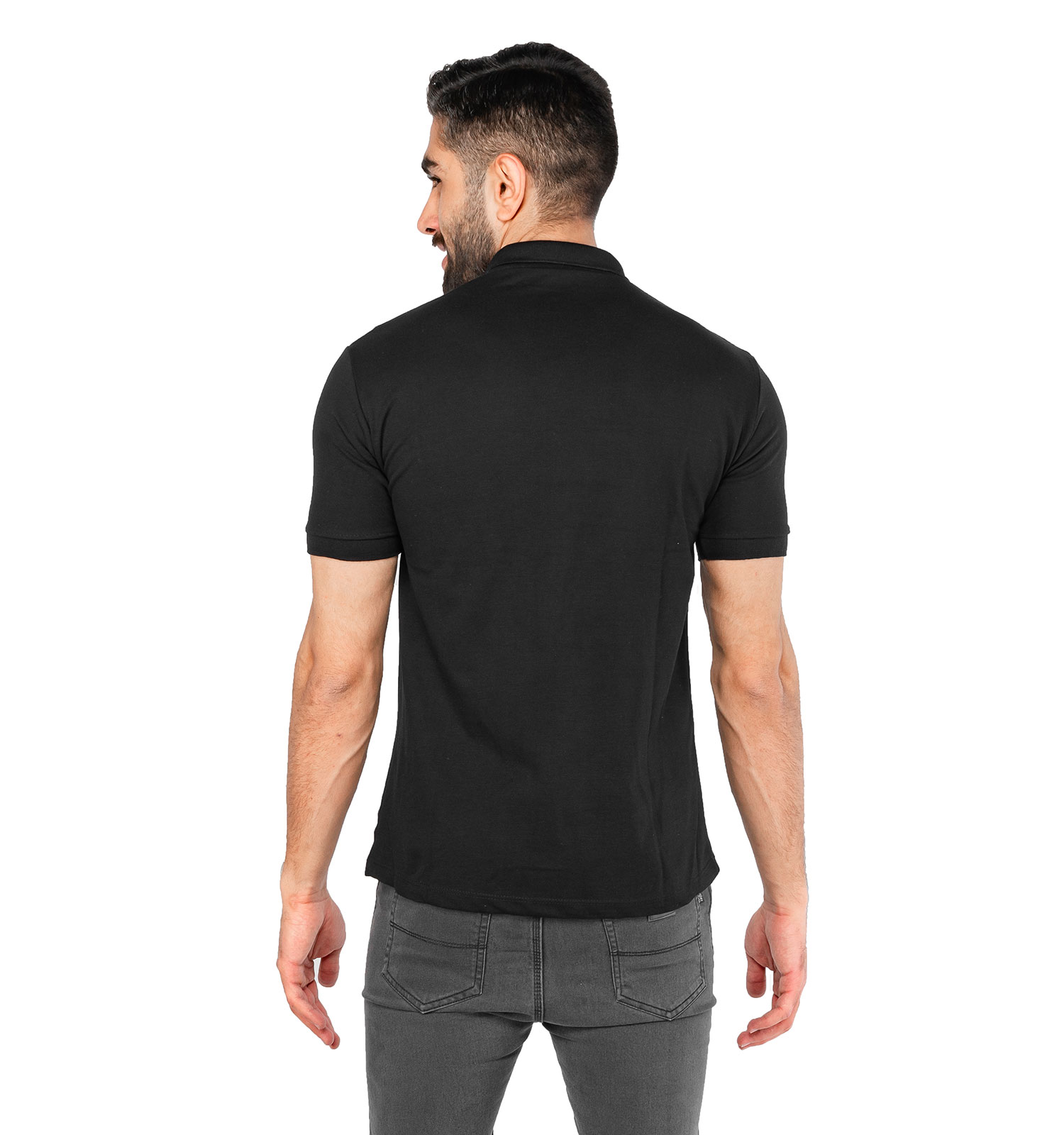 تیشرت Polo مردانه یقه دار مشکی ساده مدل 44622