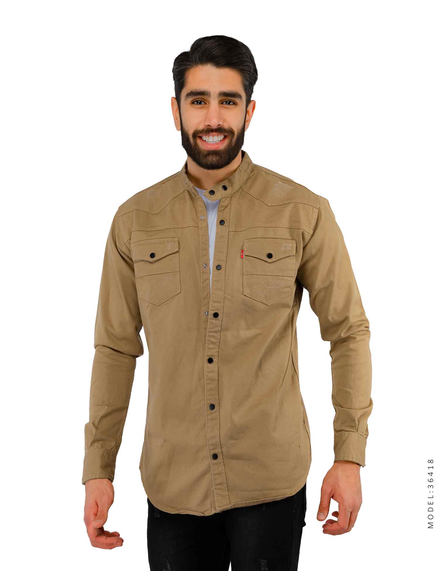 پیراهن یقه ایستاده دوجیب مردانه Lima مدل 36418