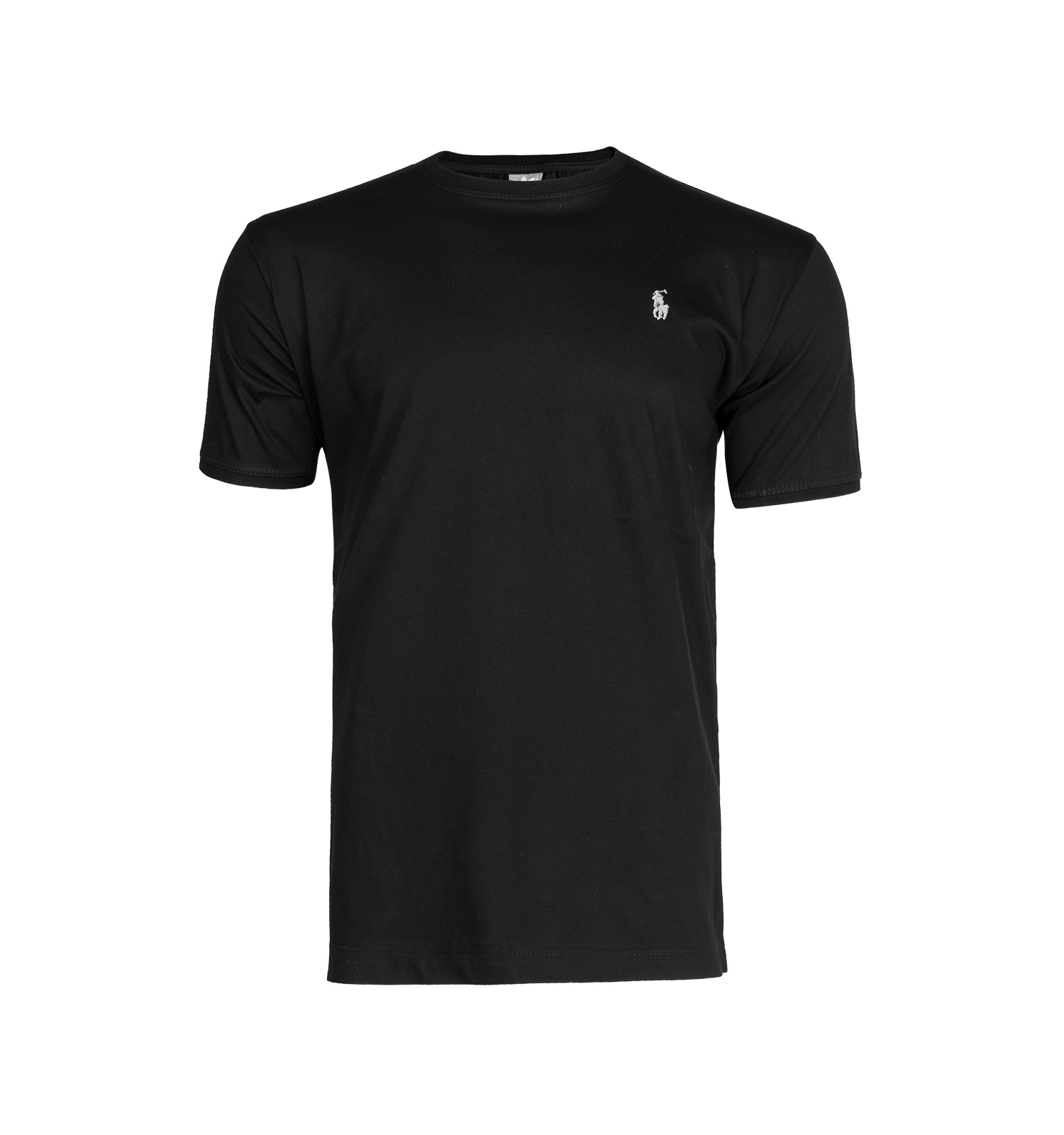 تیشرت Polo یقه گرد مردانه مشکی پنبه طرحدار مدل 45221