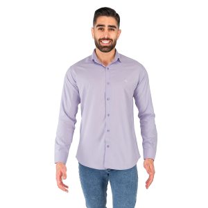 پیراهن نخی مردانه آستین بلند ساده مدل 43814