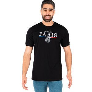 تیشرت Paris یقه گرد مردانه مشکی ساده مدل 43835
