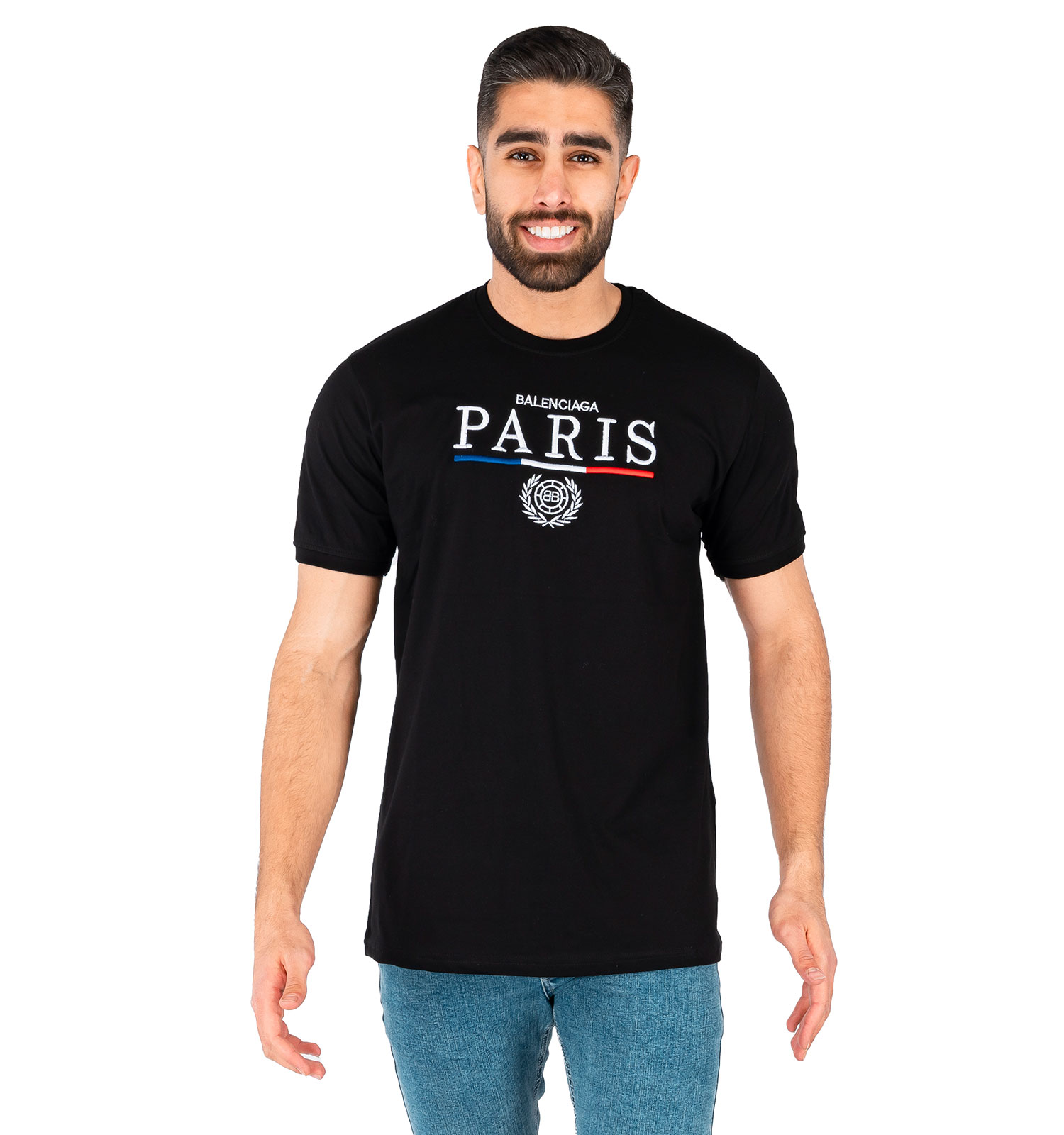 تیشرت Paris یقه گرد مردانه مشکی ساده مدل 43835