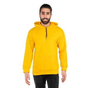 هودی کلاهدار ساده زرد مدل 41840