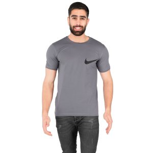 تیشرت Nike یقه گرد مردانه طوسی ساده مدل 43694