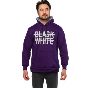 هودی کلاهدار ساده BLACK WHITE مدل 45715
