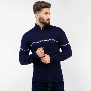 ژاکت بافت مردانه زیپ دار یقه ایستاده Lima مدل 32477