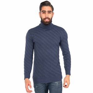 بافت مردانه یقه اسکی فری سایز طرحدار Enzo مدل 40349