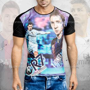 پکیج تیشرت Messi & Ronaldo +عینک Braiden (آبی)