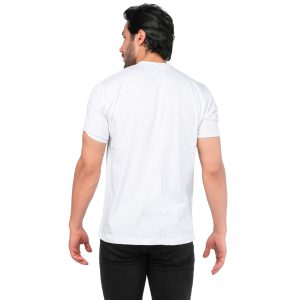 تیشرت یقه گرد مردانه سفید پنبه ساده مدل 44798